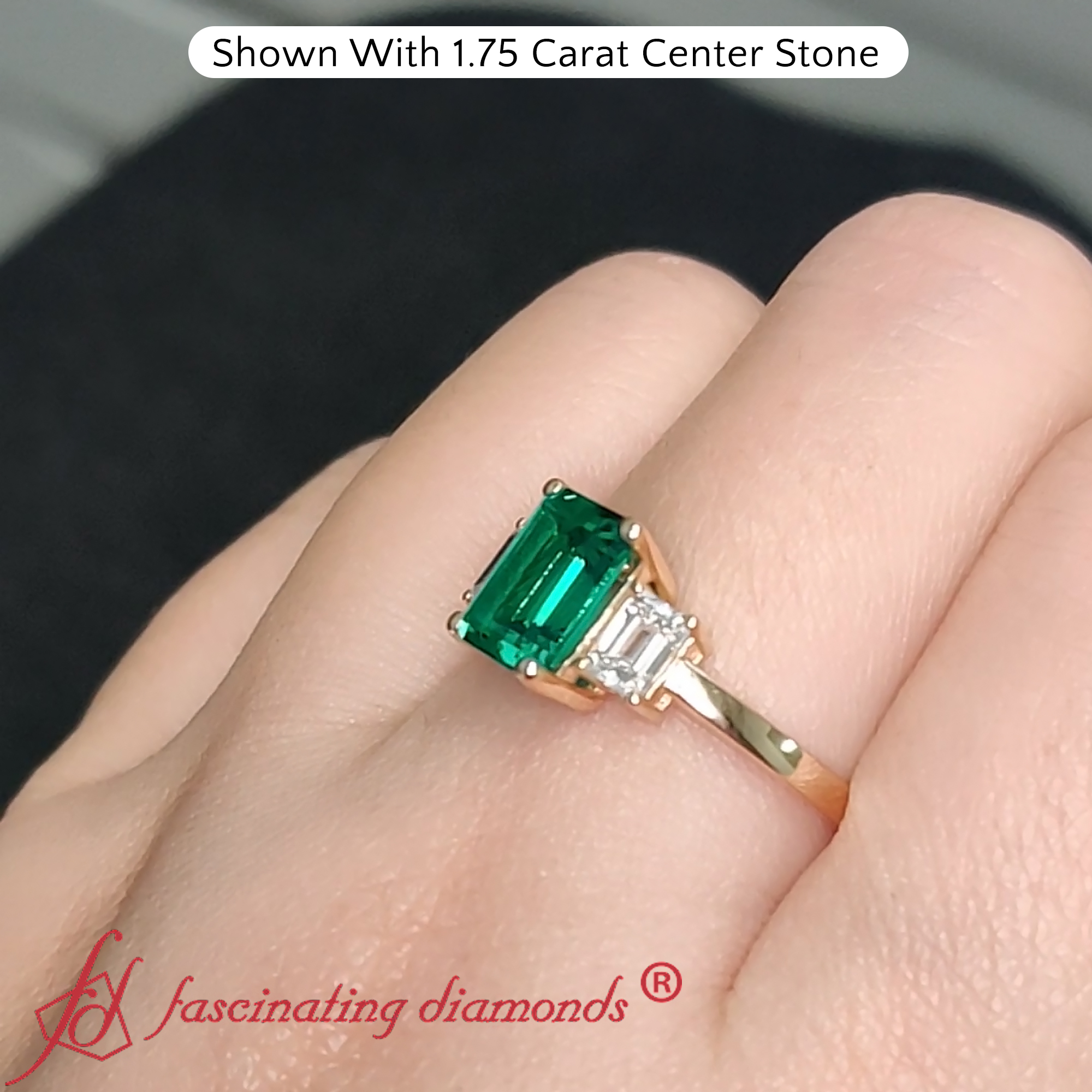 1.95ct Emerald Cut 3-Stone Engagement Ring| Emerald Mossanite Engagement Ring| Gift Her | Bridal Wedding Ring | Promise on sale Ring | Women's Ring